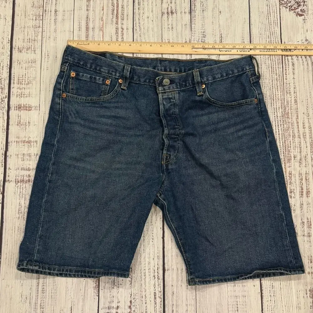 Levi's 501 Denim Shorts Mens 38 Medium Wash Button Fly Stretch 9 Inseam